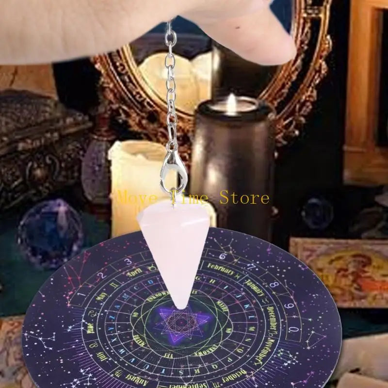 92ME Witchcraft Wiccan Altar Supply Metal Dowsing Rod Set Divination Mat Carve Divination Tool for Spiritual Guidance