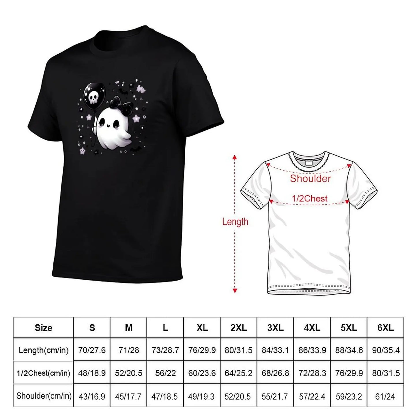 Kawaii Goth Ghost – Cute and Spooky Halloween Vibes T-Shirt oversize t-shirts man luxury t-shirt summer clothes Men's t-shirt
