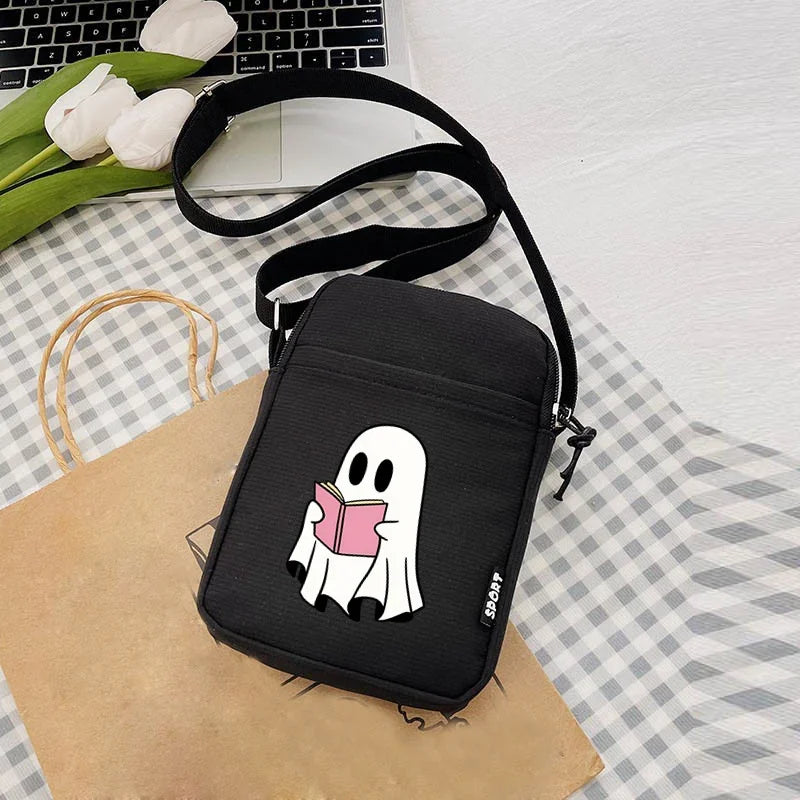 2024 Kawaii Halloween Ghost Women's Bag Mini Female Coin Purse Causal Hand Canvas Bag Mobile Phone Bags Spooky Women's Handbag