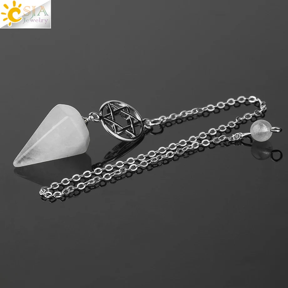 CSJA Divination Pendulums for Dowsing Rods Crystals Natural Stone Pendant Amulet Pendulum Divination Pendulos Radiesthesia  G719