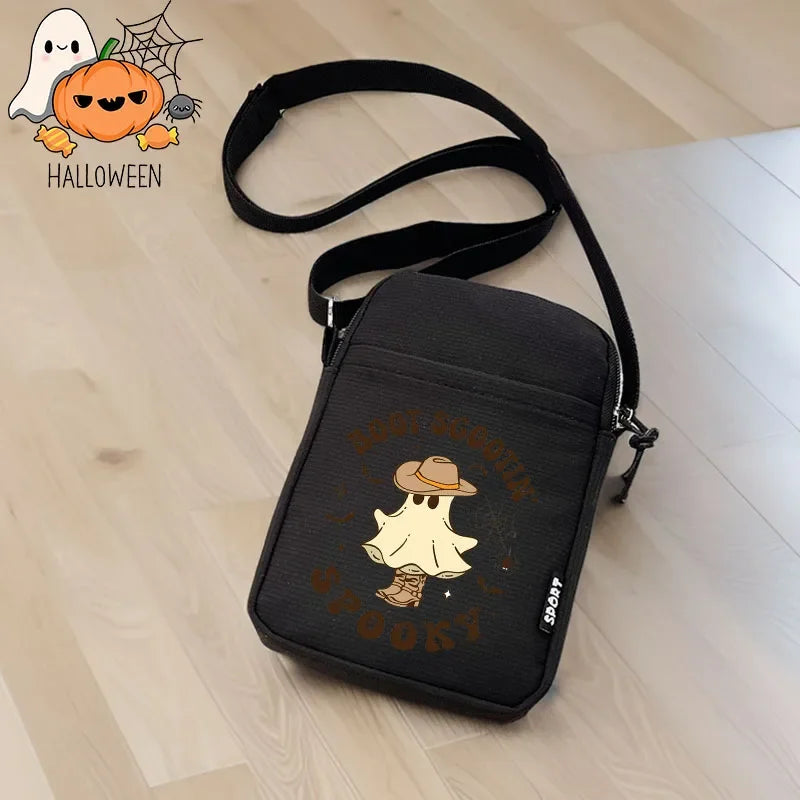 2024 Kawaii Halloween Ghost Women's Bag Mini Female Coin Purse Causal Hand Canvas Bag Mobile Phone Bags Spooky Women's Handbag