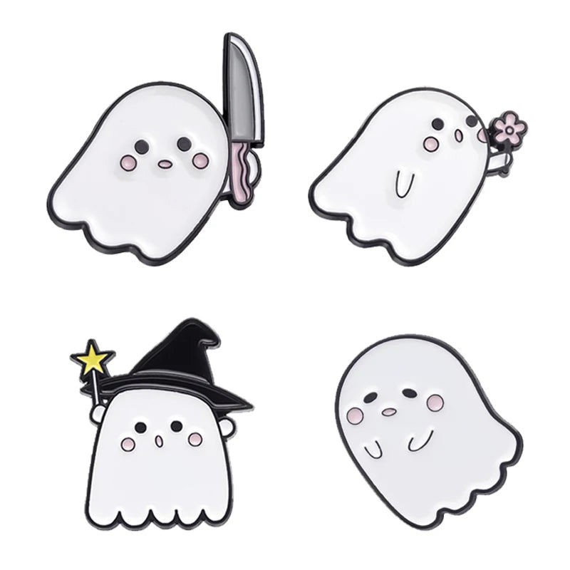 4-6pcs/set Enamel Pins Custom Ghost Spooky Boo Frog Bad Witch Club Punk Goth Brooches Lapel Badges Jewelry Gift for Friends