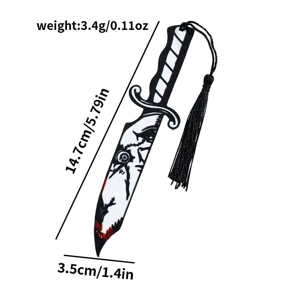 Halloween Dagger Face Ghosts Bookmark Tassels Pendant Reading Tool Stationery for Students Teachers Page Mark Punk Gifts