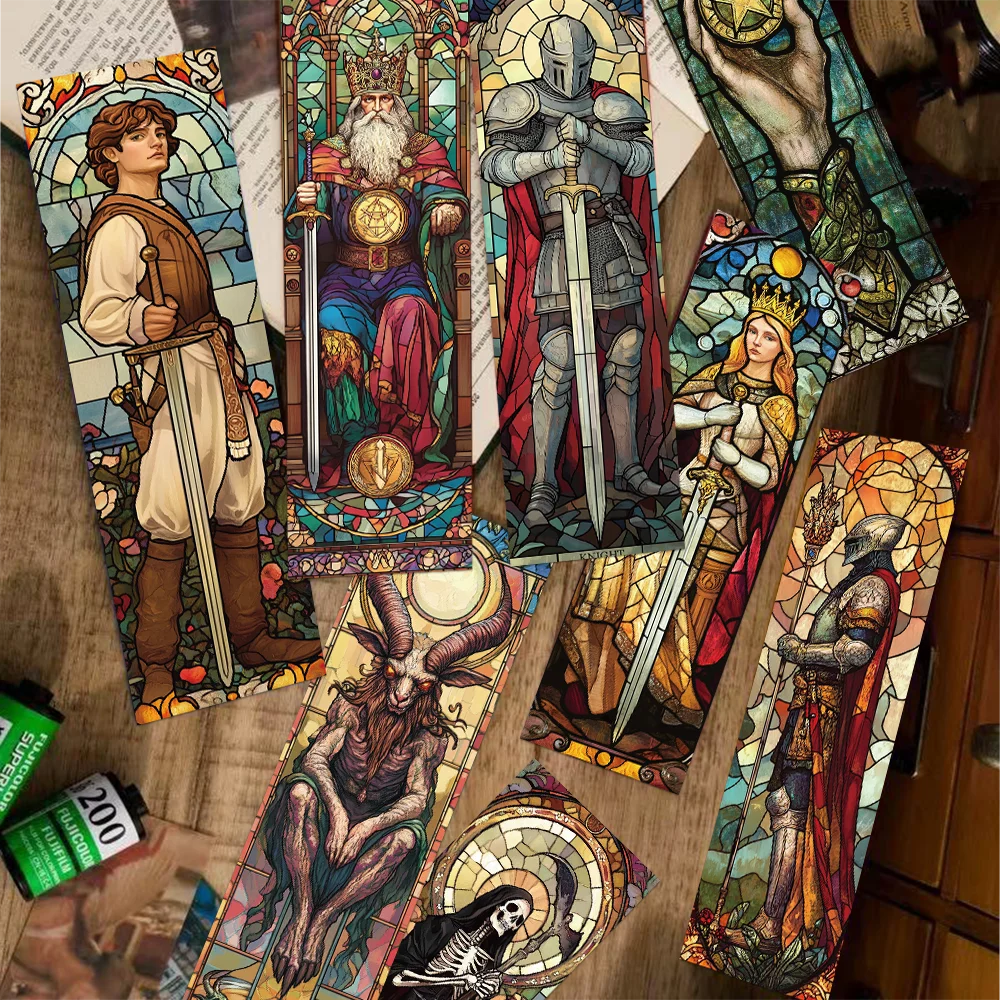 30pcs tarot bookmarks painted glass textured decorative office supplies student reading book labeling creative gift message card
