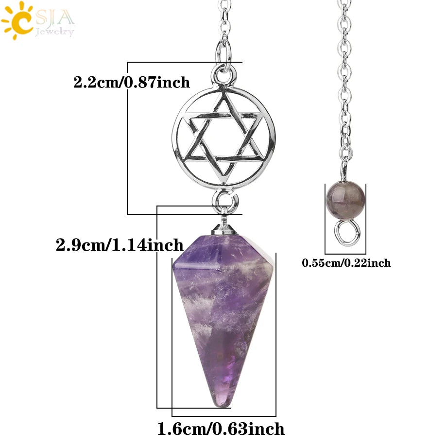CSJA Divination Pendulums for Dowsing Rods Crystals Natural Stone Pendant Amulet Pendulum Divination Pendulos Radiesthesia  G719