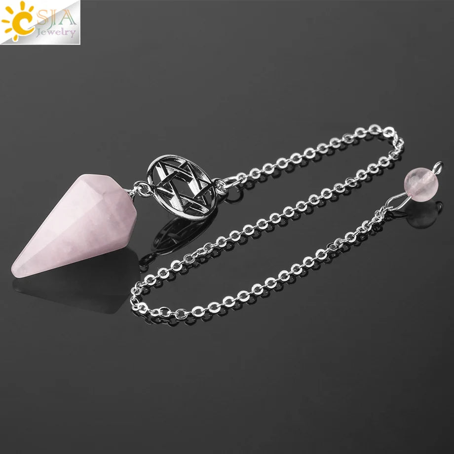 CSJA Divination Pendulums for Dowsing Rods Crystals Natural Stone Pendant Amulet Pendulum Divination Pendulos Radiesthesia  G719