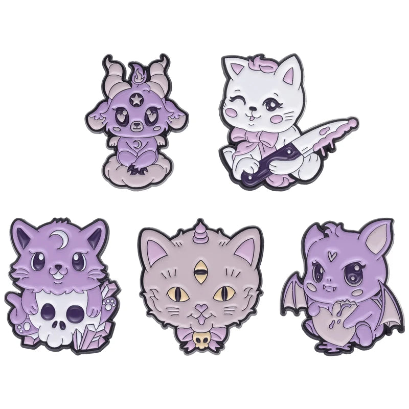 4-6pcs/set Enamel Pins Custom Ghost Spooky Boo Frog Bad Witch Club Punk Goth Brooches Lapel Badges Jewelry Gift for Friends