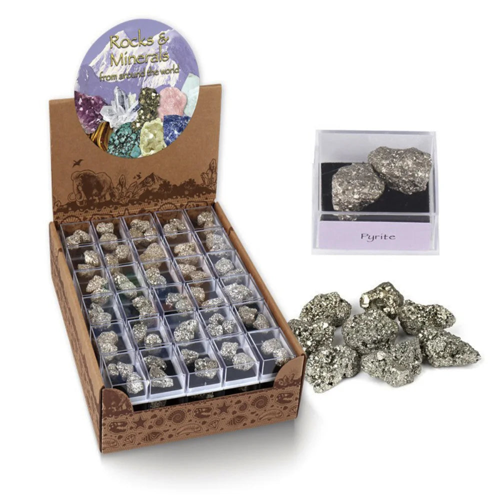 Natural Pyrite Raw Healing Crystal Stone Specimen Collection Mini Box Metaphysical Home Decor