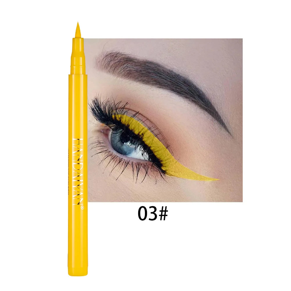Waterproof 12 Color Liquid Eyeliner Pencil DIY Paintings Eyeliner Easy To Wear Colorful White Yellow Blue Eye Liner Pen Makeup