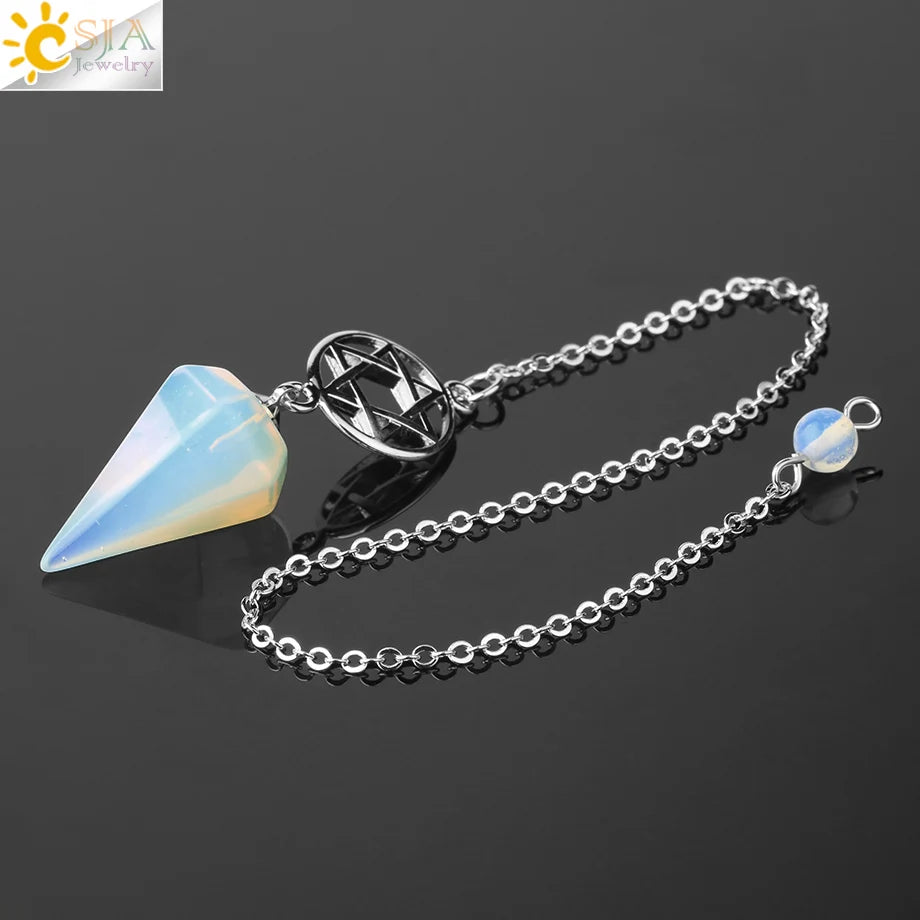 CSJA Divination Pendulums for Dowsing Rods Crystals Natural Stone Pendant Amulet Pendulum Divination Pendulos Radiesthesia  G719