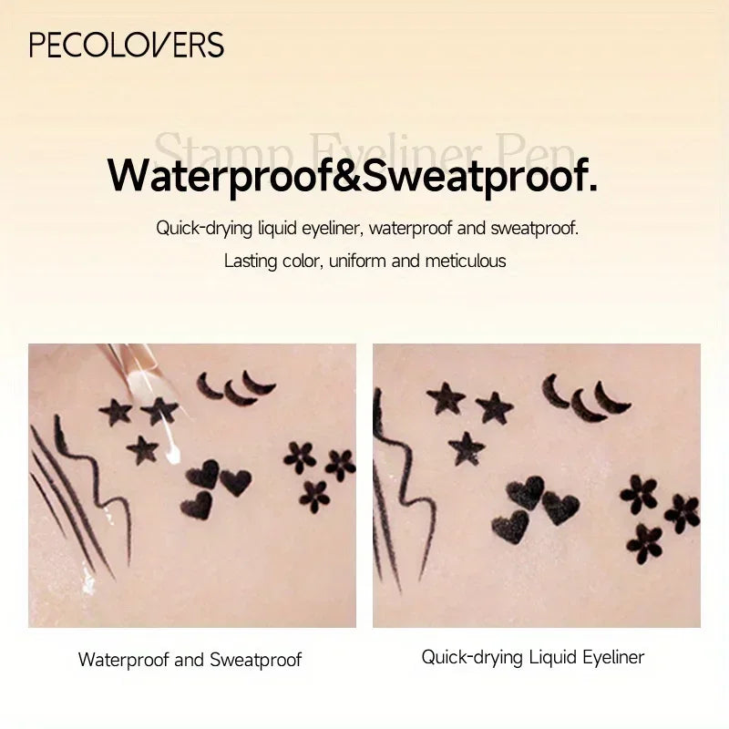 Double Head Eyeliner Stamp Seal Pen Long Lasting Fast Dry Eye Liner Liquid Black Pencil Make-up for Women Cosmetics