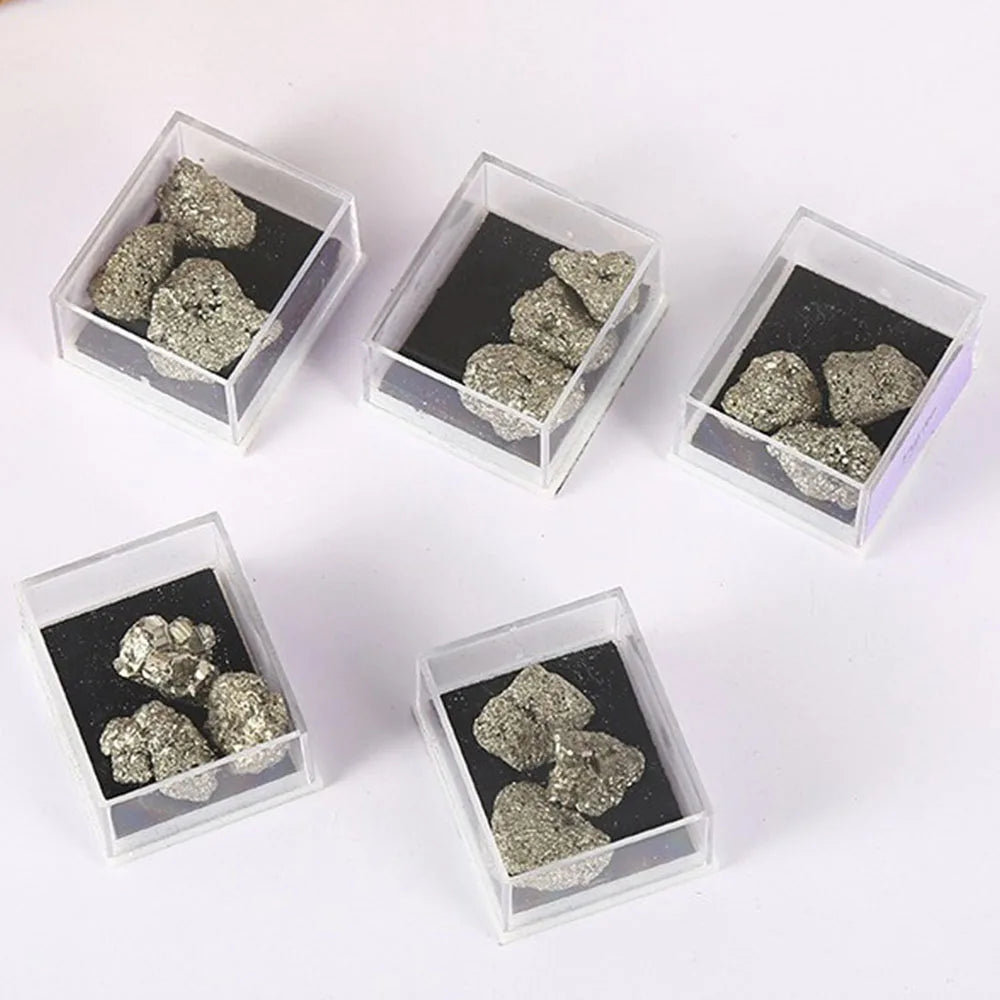 Natural Pyrite Raw Healing Crystal Stone Specimen Collection Mini Box Metaphysical Home Decor