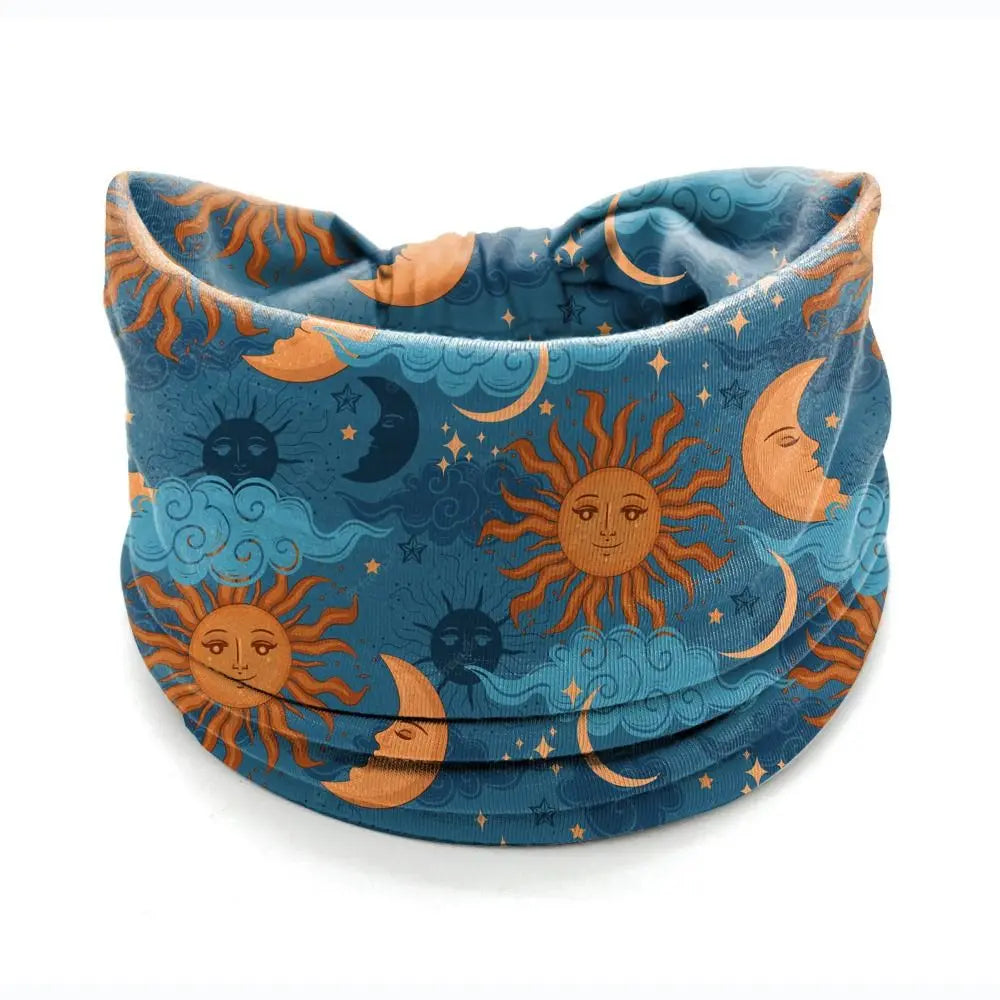 New Elastic Wide Headbands Vintage Knot Boho Turban Star Printed Wide Brim Printed Headscarf Yoga
