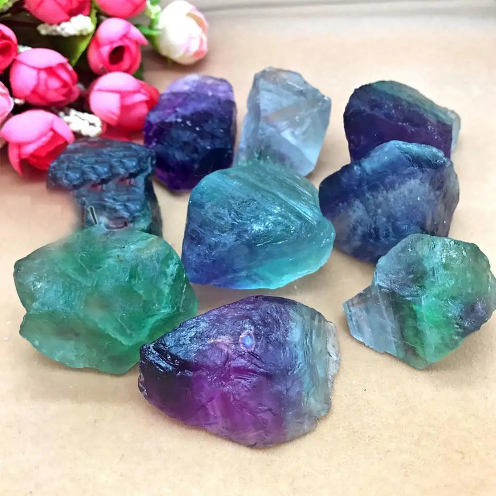 Natural Material Rainbow Fluorite Crystal Coarse Stone Specimen Healing Crystal Love Natural Stone And Mineral Fish Tank