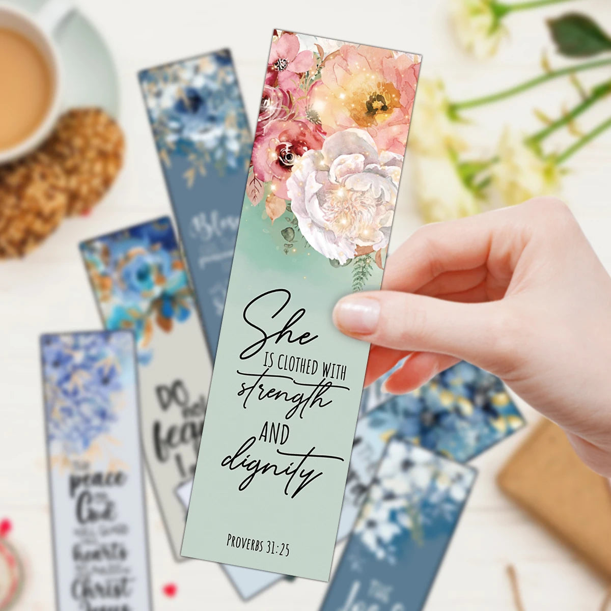 30pcs Flowerl Design Inspirational Bible Verse Bookmarks For Religious Faith Book Lover Prayer Students Bible Study Stationery