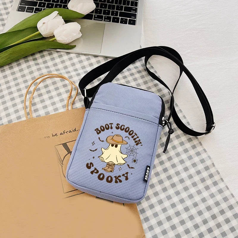 2024 Kawaii Halloween Ghost Women's Bag Mini Female Coin Purse Causal Hand Canvas Bag Mobile Phone Bags Spooky Women's Handbag