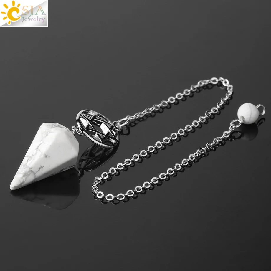 CSJA Divination Pendulums for Dowsing Rods Crystals Natural Stone Pendant Amulet Pendulum Divination Pendulos Radiesthesia  G719