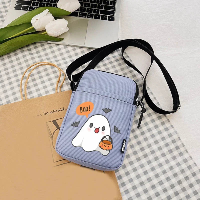 2024 Kawaii Halloween Ghost Women's Bag Mini Female Coin Purse Causal Hand Canvas Bag Mobile Phone Bags Spooky Women's Handbag