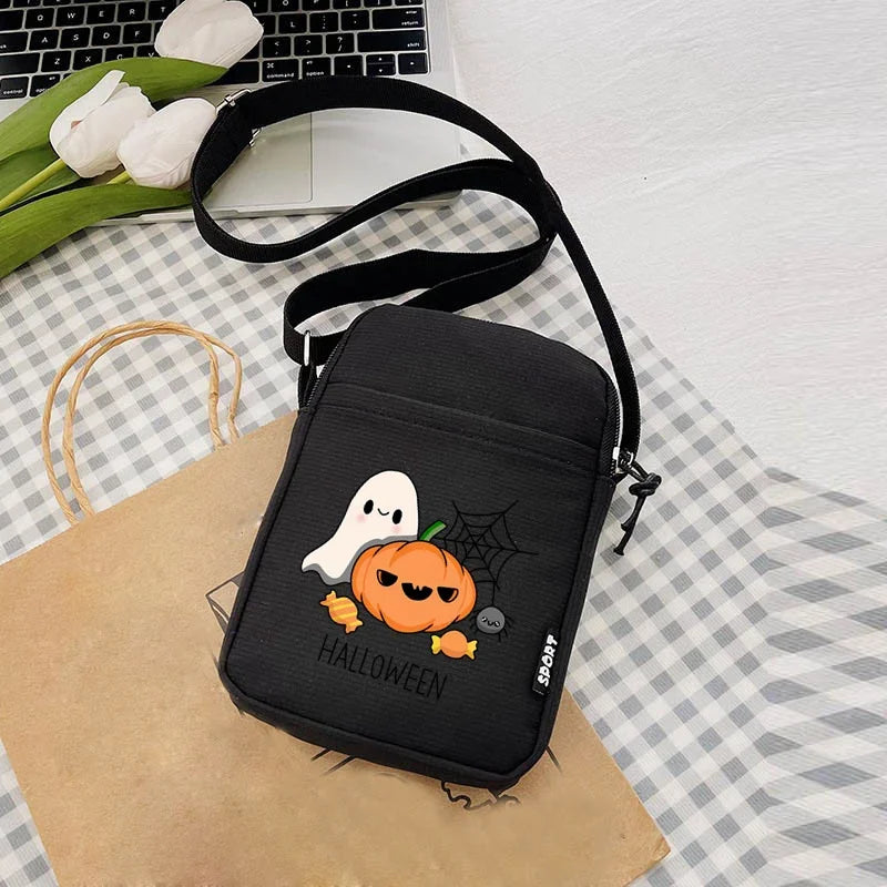 2024 Kawaii Halloween Ghost Women's Bag Mini Female Coin Purse Causal Hand Canvas Bag Mobile Phone Bags Spooky Women's Handbag