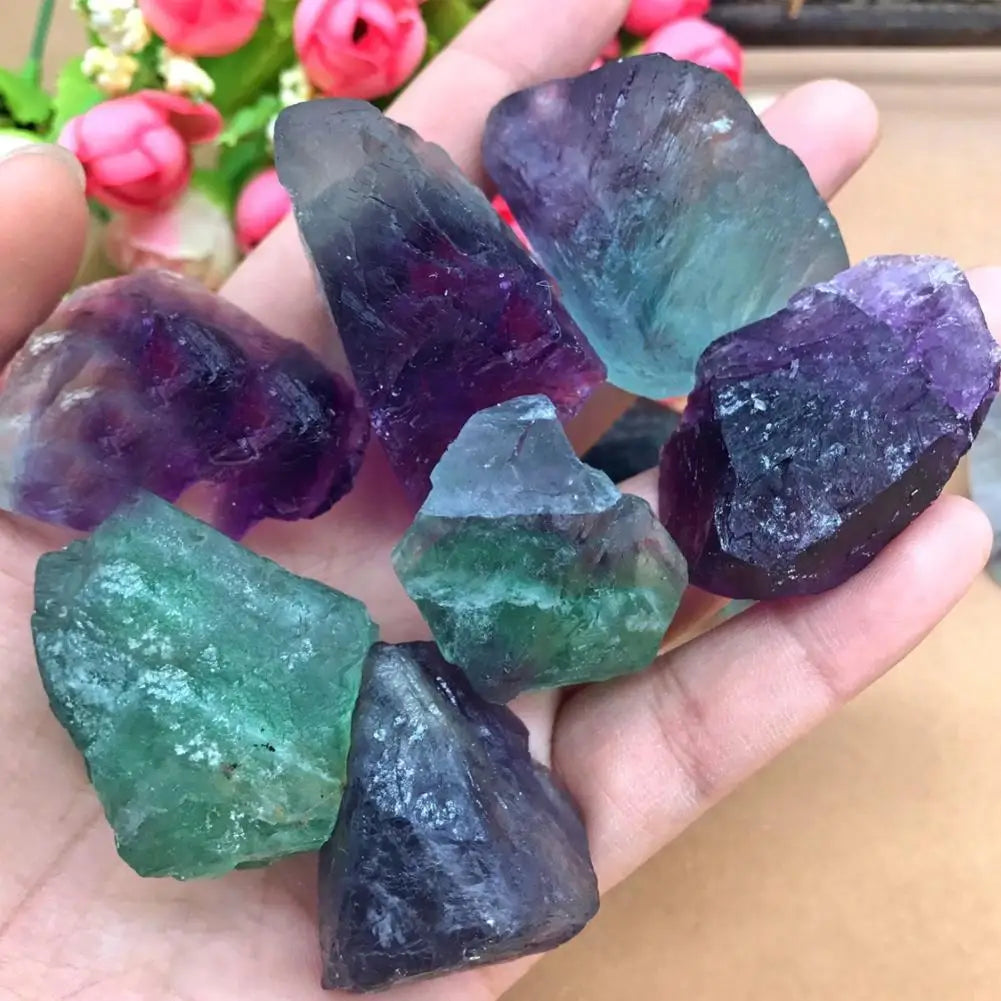 Natural Material Rainbow Fluorite Crystal Coarse Stone Specimen Healing Crystal Love Natural Stone And Mineral Fish Tank