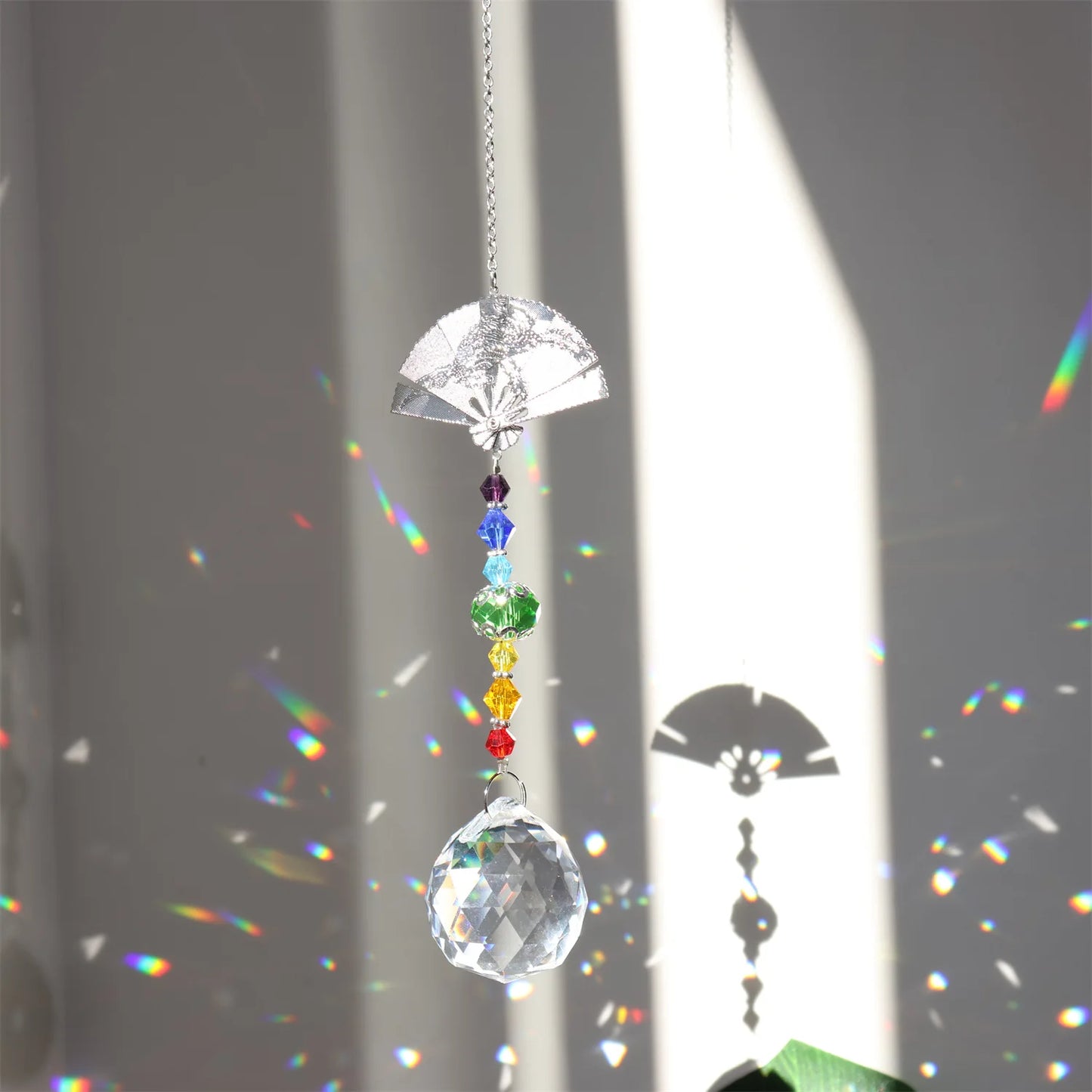 Crystal Sun Catcher Metal Piece Owl Tree Love Fan Angel Pendant Suncatcher Outdoor Garden Decor Rainbow Maker Home Decors 2024