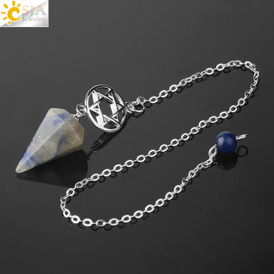 CSJA Divination Pendulums for Dowsing Rods Crystals Natural Stone Pendant Amulet Pendulum Divination Pendulos Radiesthesia  G719