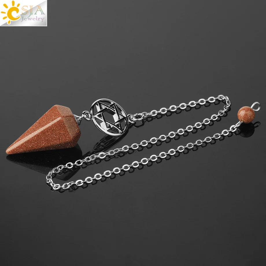 CSJA Divination Pendulums for Dowsing Rods Crystals Natural Stone Pendant Amulet Pendulum Divination Pendulos Radiesthesia  G719