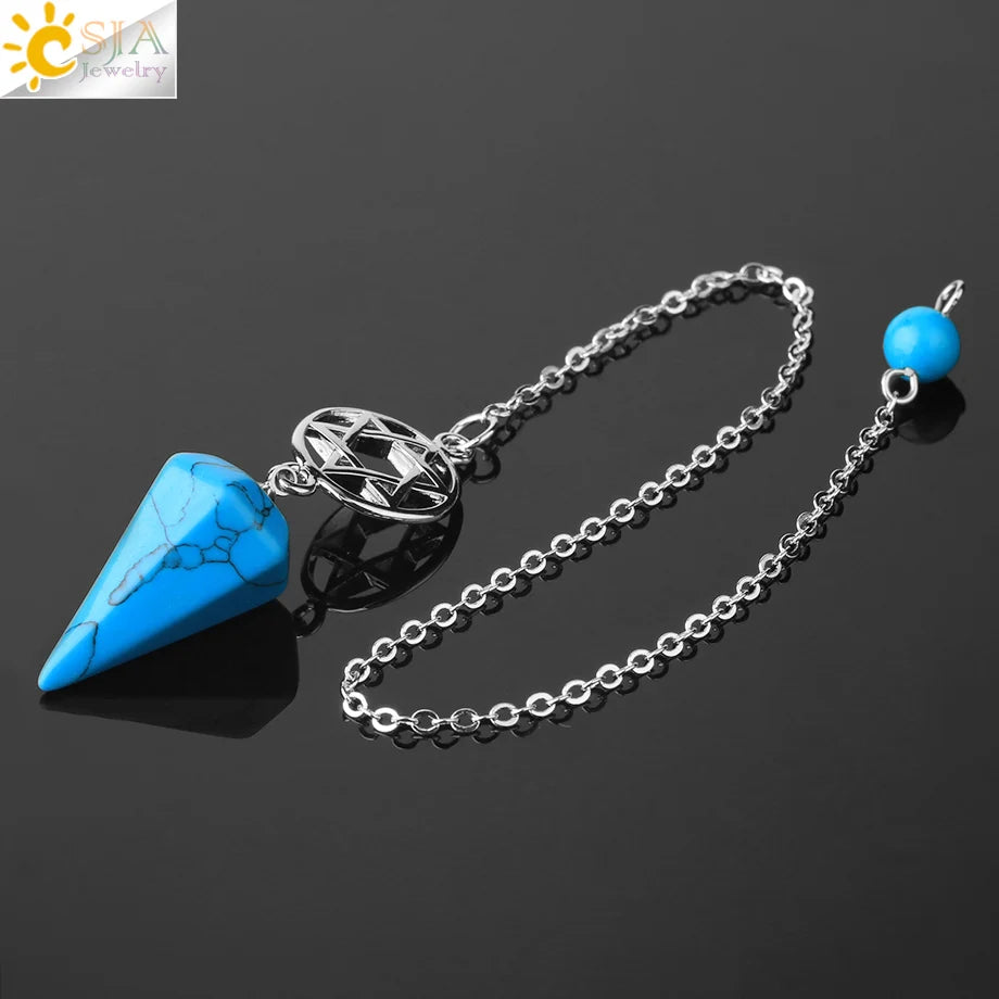 CSJA Divination Pendulums for Dowsing Rods Crystals Natural Stone Pendant Amulet Pendulum Divination Pendulos Radiesthesia  G719