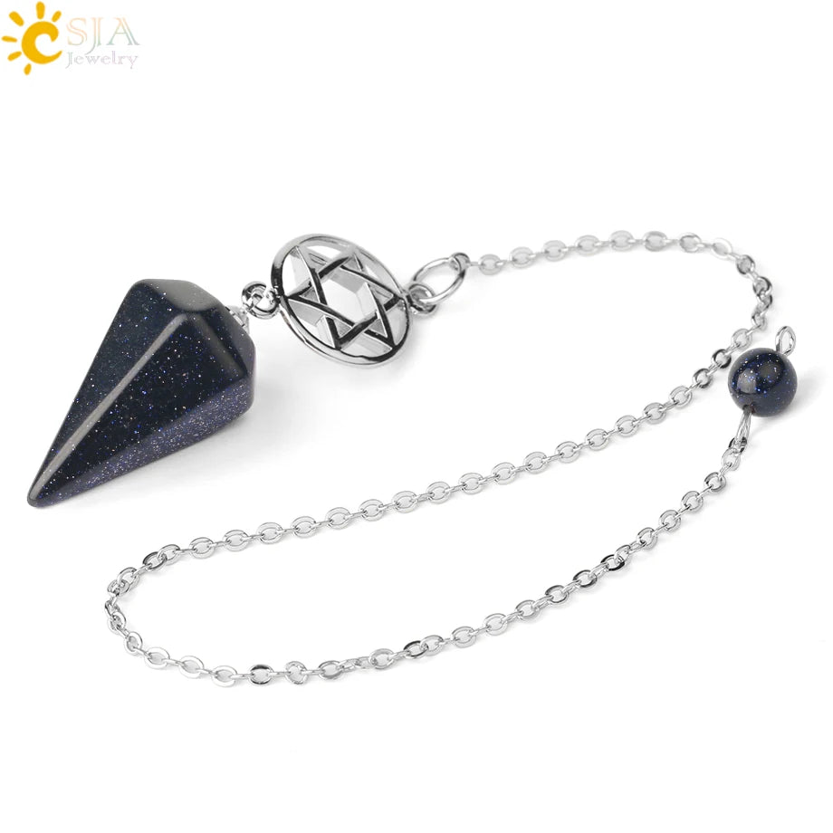 CSJA Divination Pendulums for Dowsing Rods Crystals Natural Stone Pendant Amulet Pendulum Divination Pendulos Radiesthesia  G719