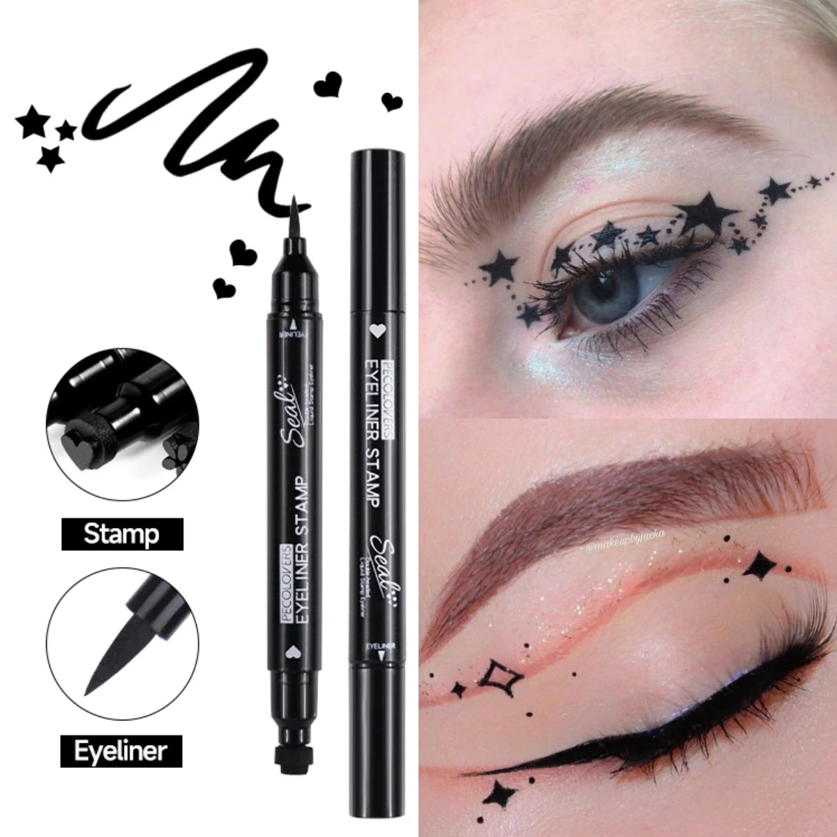 Double Head Eyeliner Stamp Seal Pen Long Lasting Fast Dry Eye Liner Liquid Black Pencil Make-up for Women Cosmetics